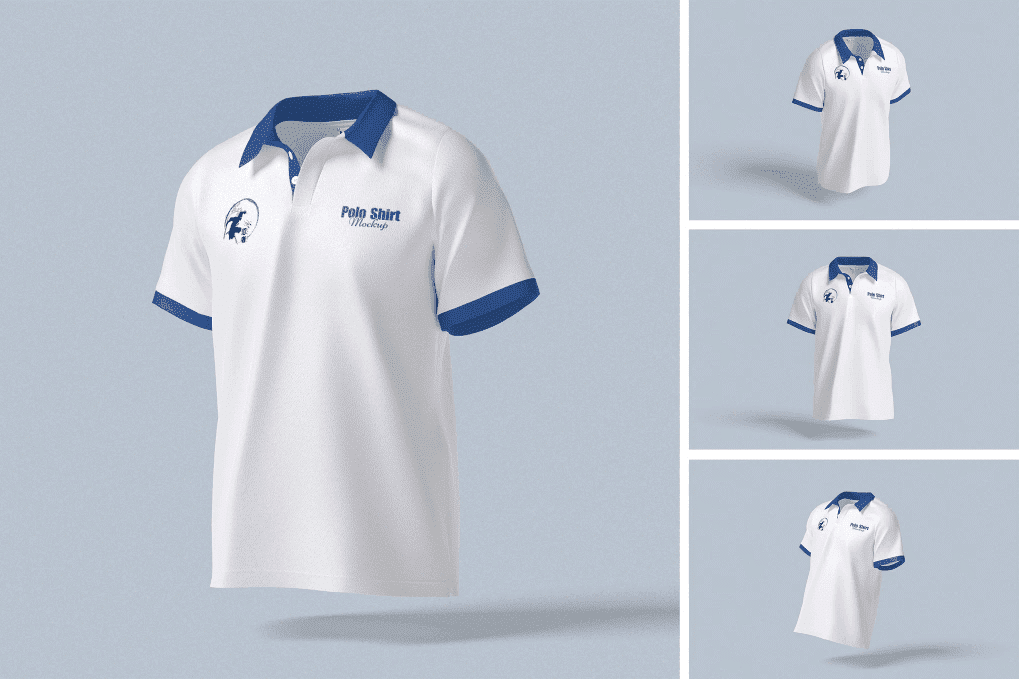 White polo shirt mockup set