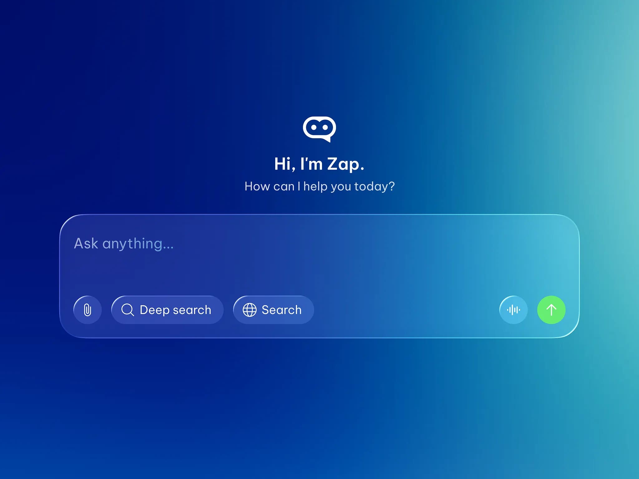 AI search bar liquid glass