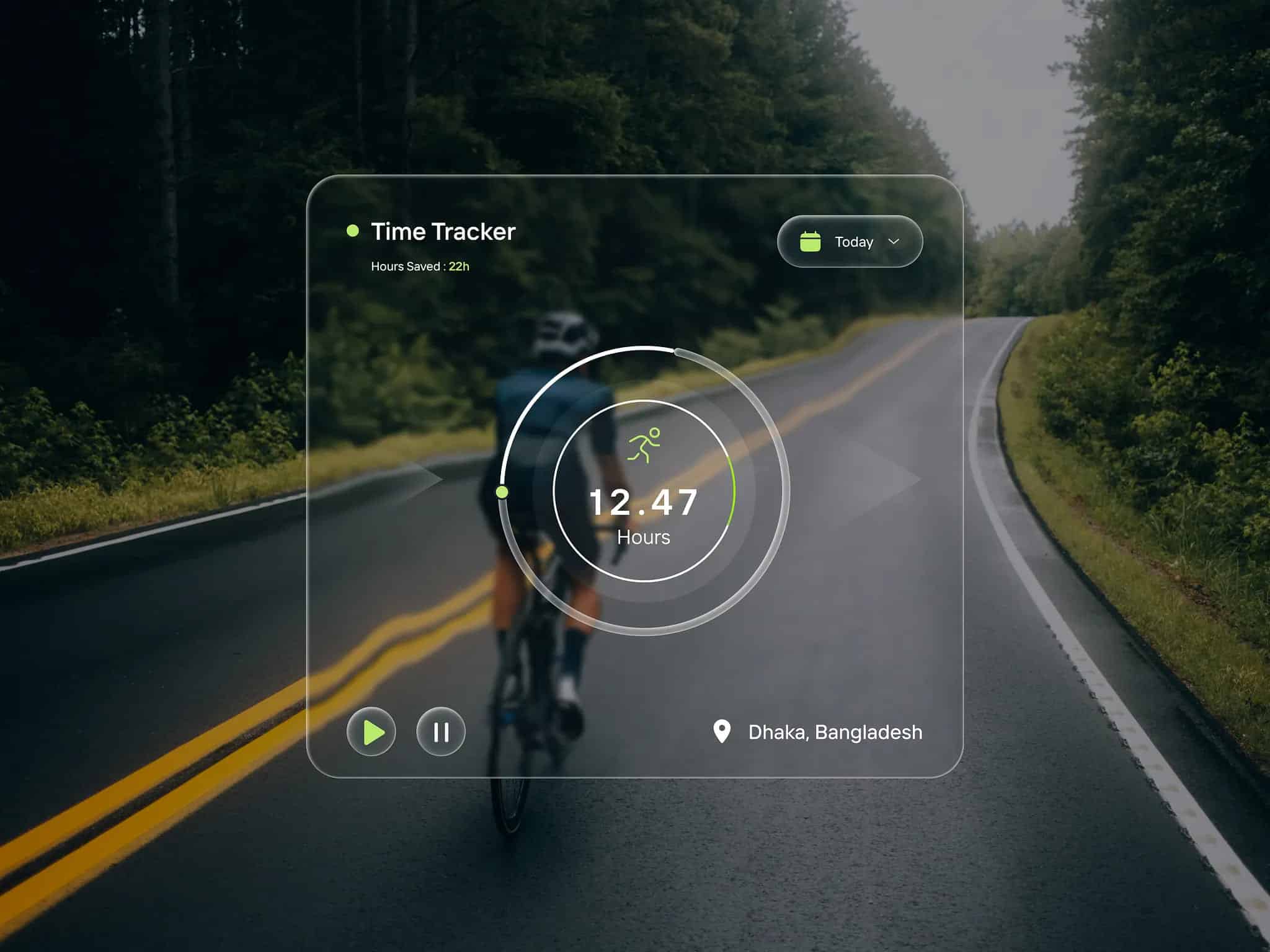 Liquid glass effect tracker UI