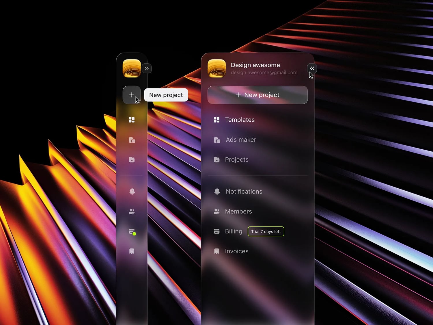 Liquid glass sidebar UI