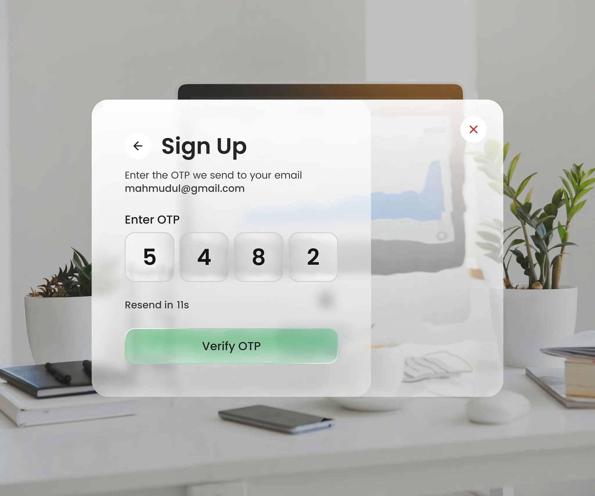 Liquid glass sign up
