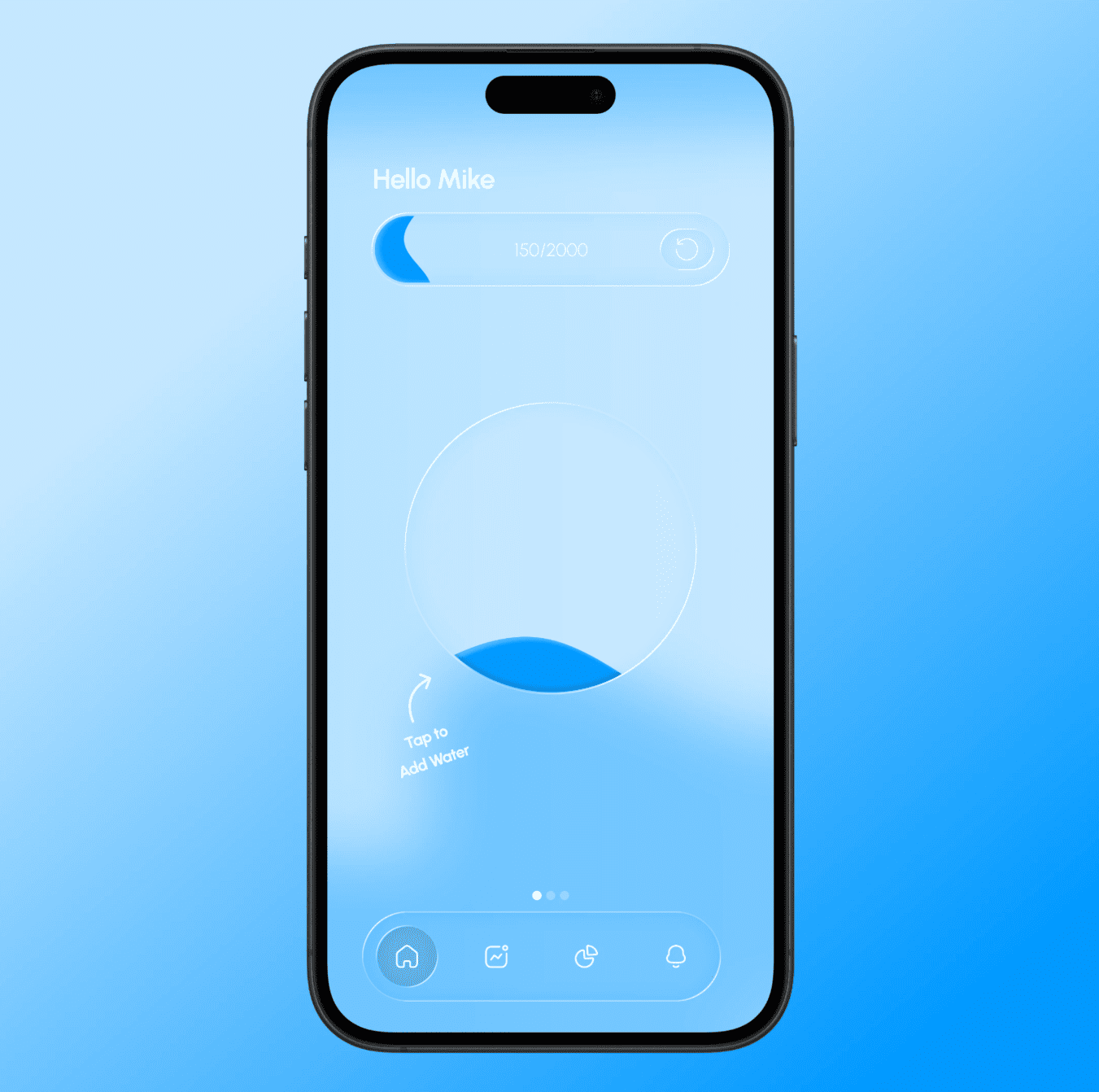 Liquid glass water app iOS