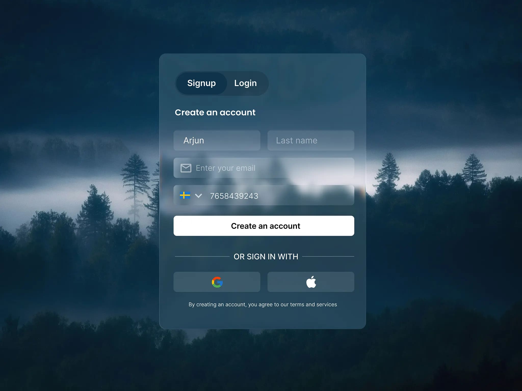 Liquid glass UI concept