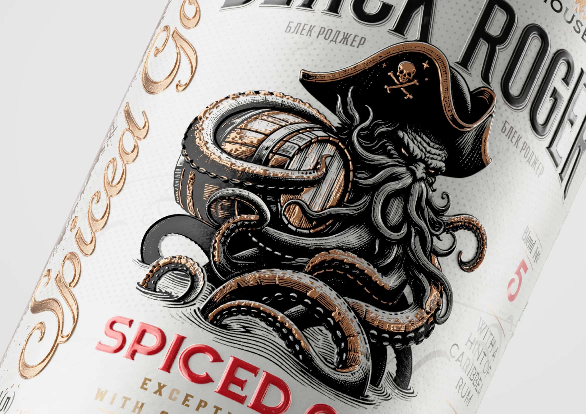 Black Roger rum label design