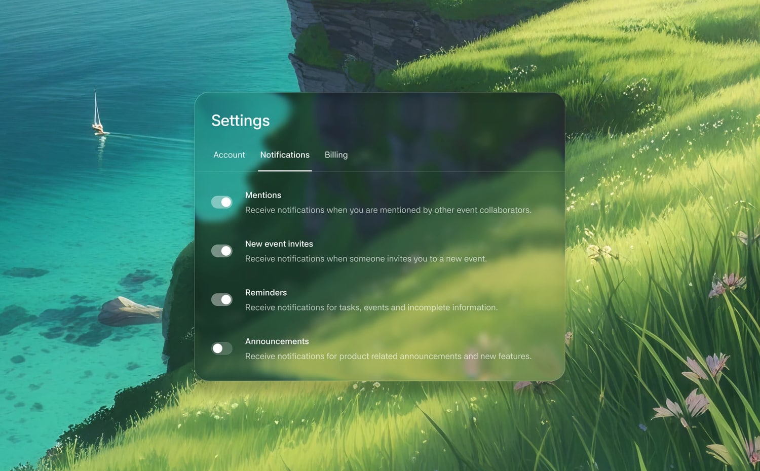 Setting liquid glass UI