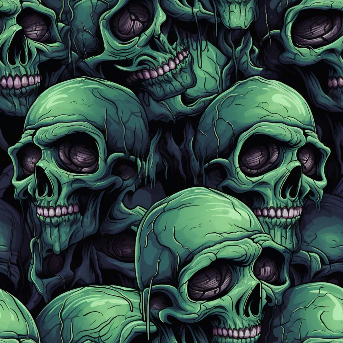 A green skulls image