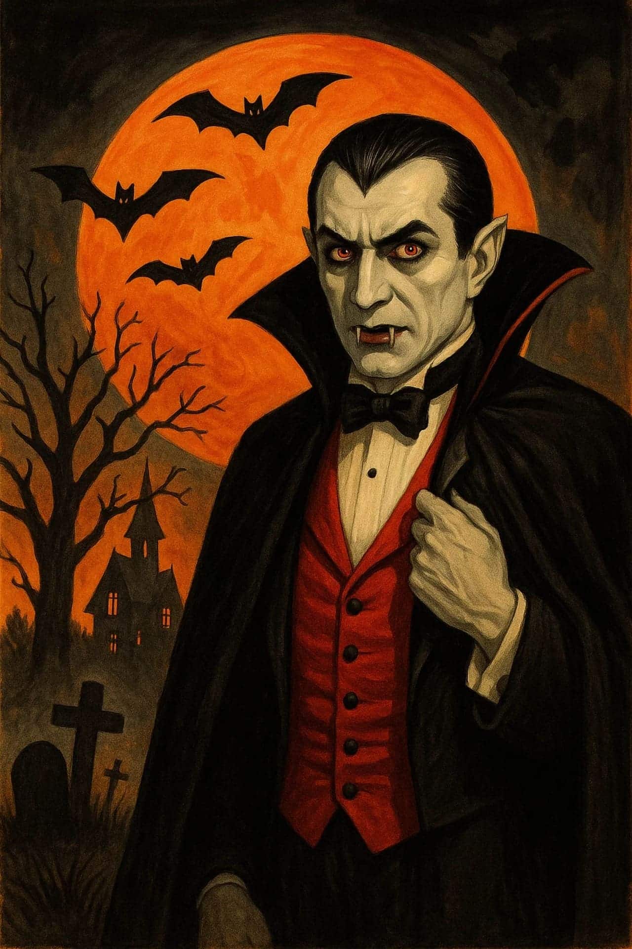 A vampire and full moon