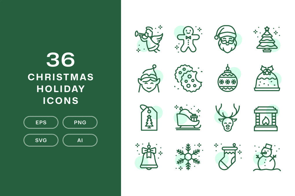A set of Christmas holiday icons