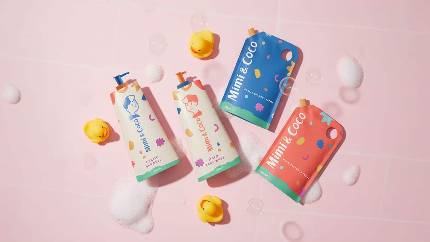 Bottles and pouches laying