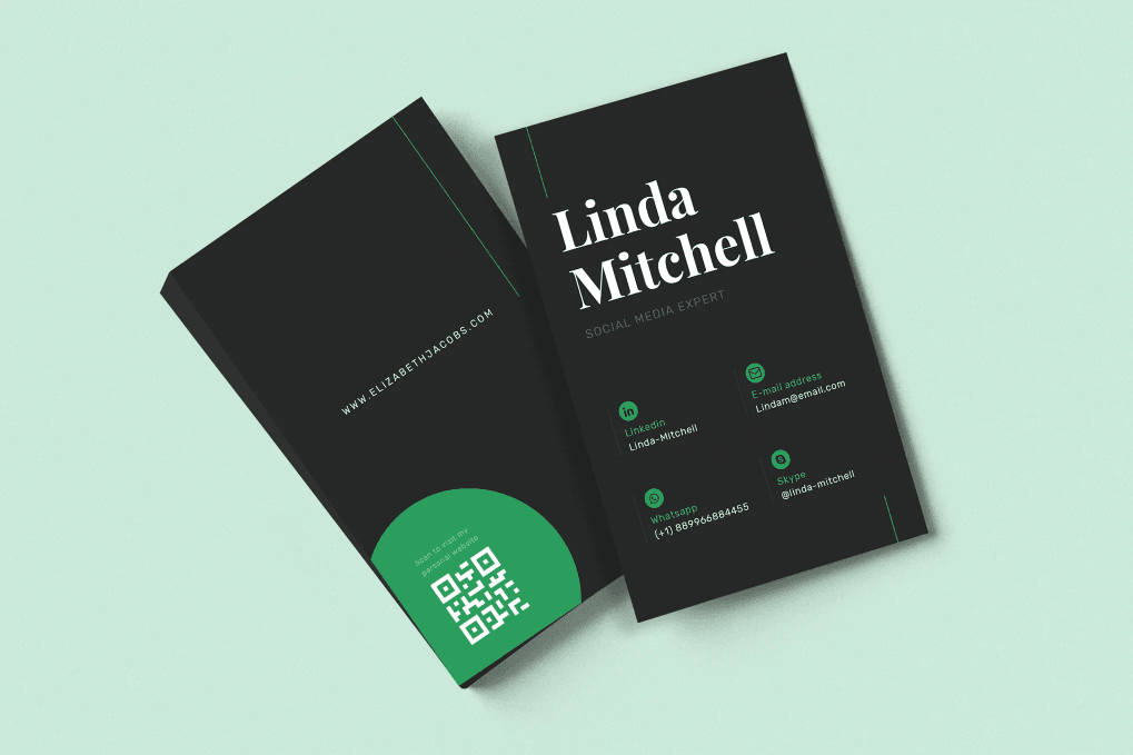 A black business card template