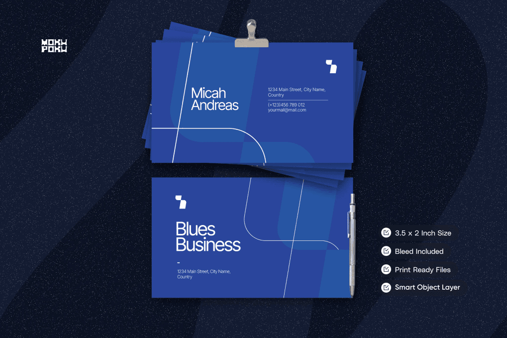 A blue business card template