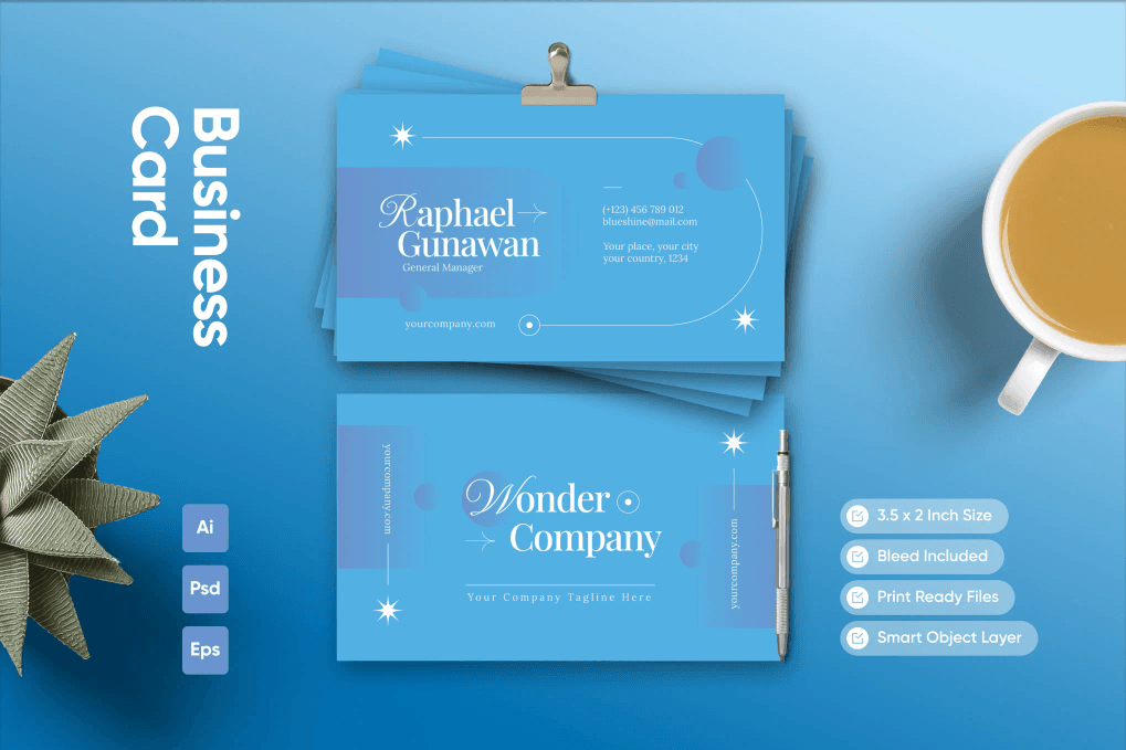 A blue shine business card template