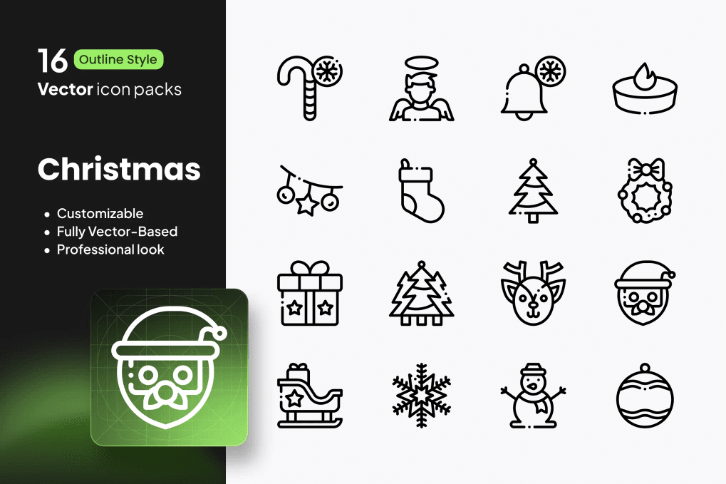 A Christmas line icons