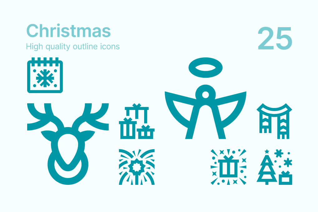 A Christmas outline icons