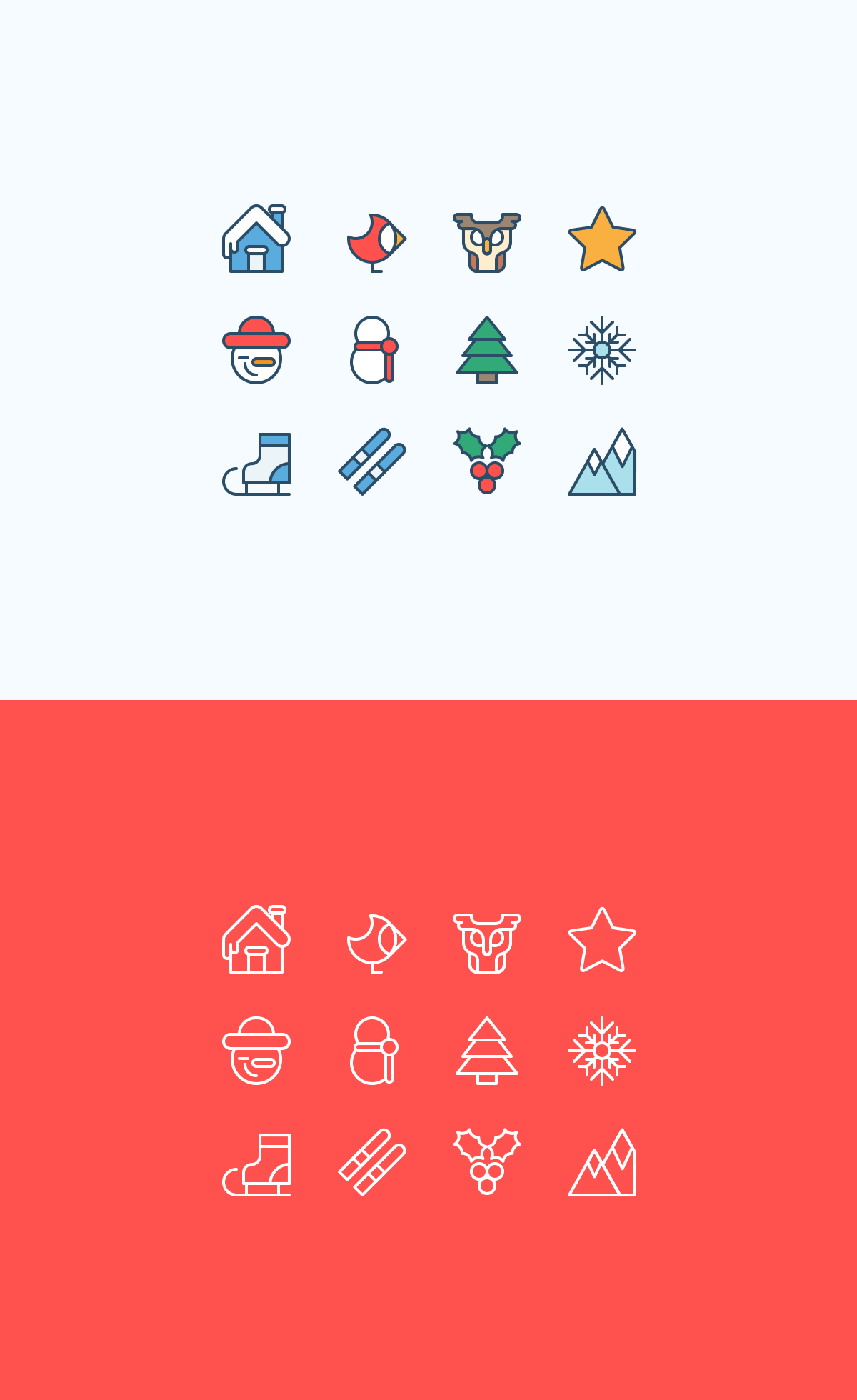 Christmas outline outdoor icons