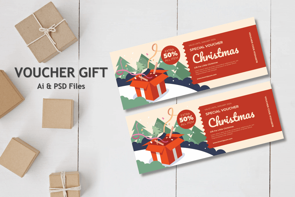 A Christmas gift voucher template