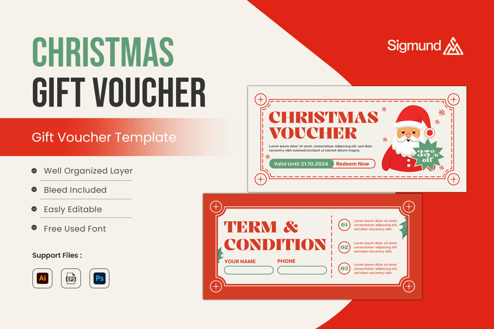 A Christmas gift voucher template