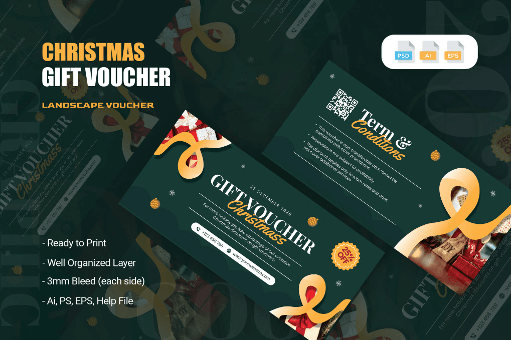 A Christmas discount gift voucher template