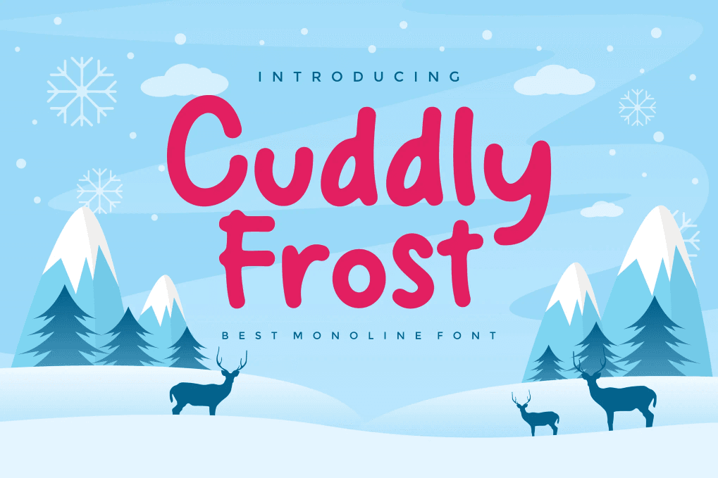 A cuddly frost monoline font