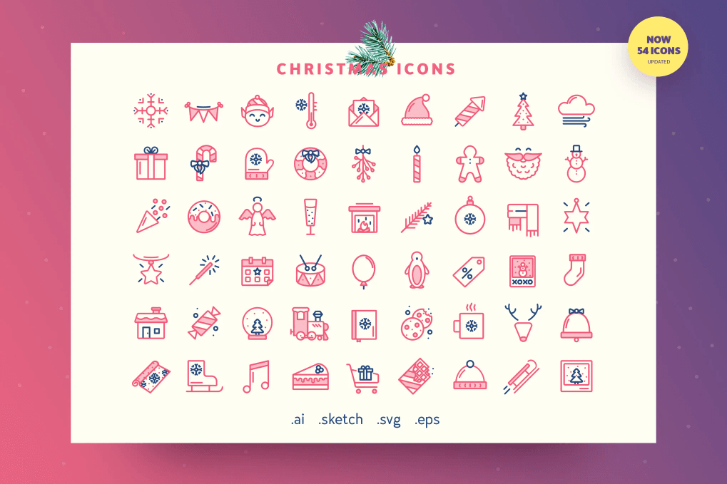 A festive Christmas outline icon set
