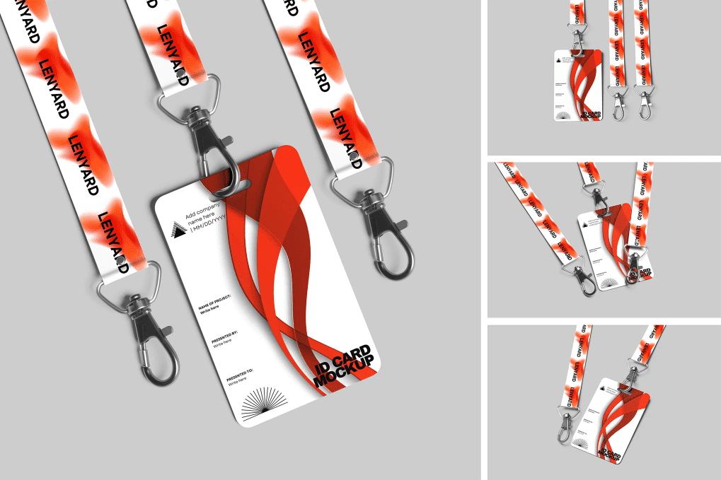 An id card lanyard mockup set