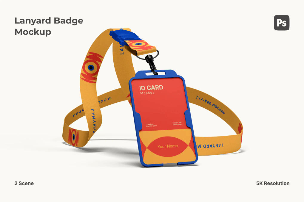 Lanyard badge mockup template
