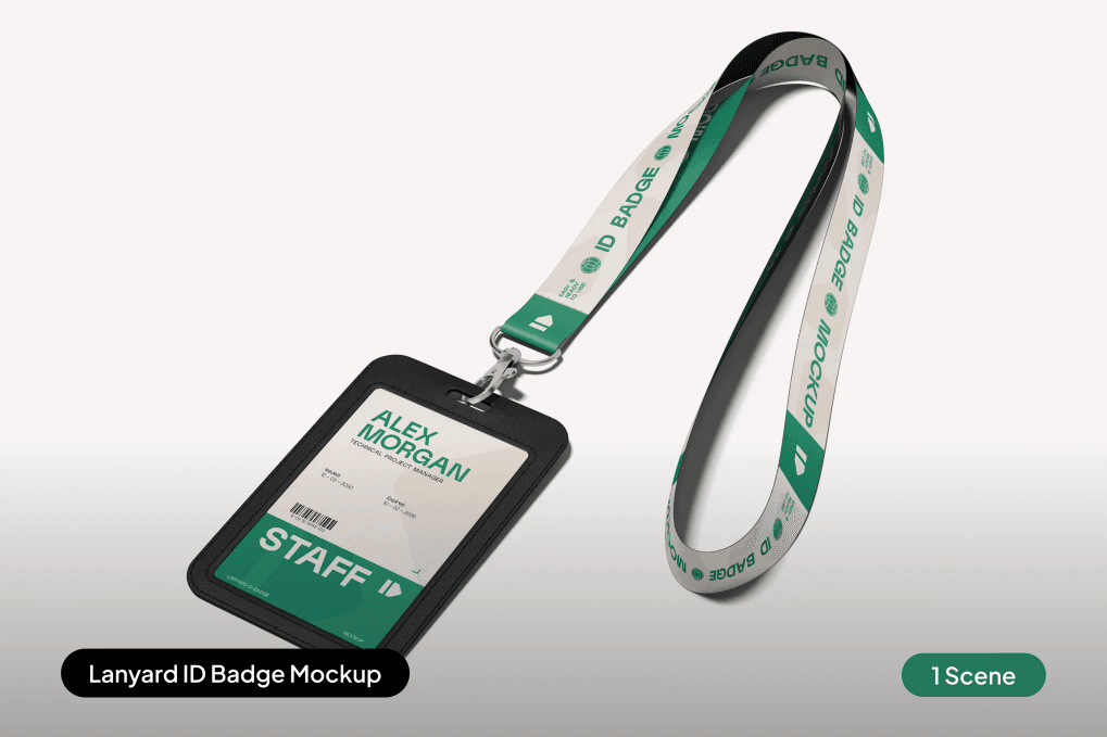 A lanyard id badge mockup
