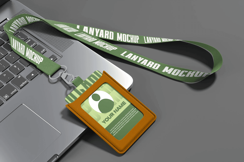 An realistic lanyard ID Card mockup