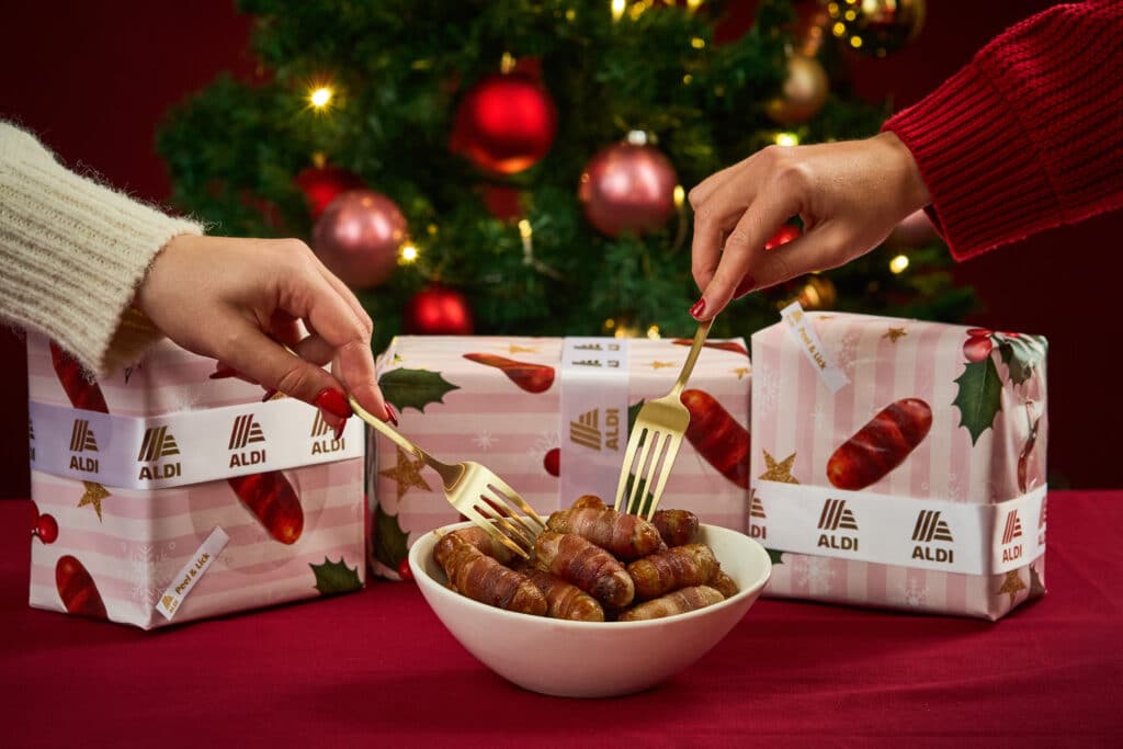 A present boxes with lickable wrapping paper