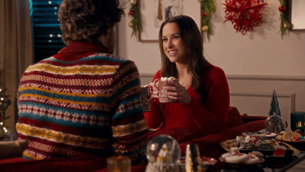 Christmas meeting scene