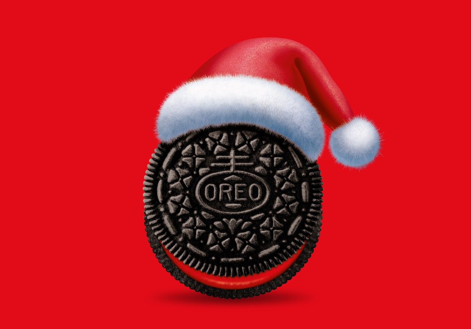 Oreo cookie with Santa's hat