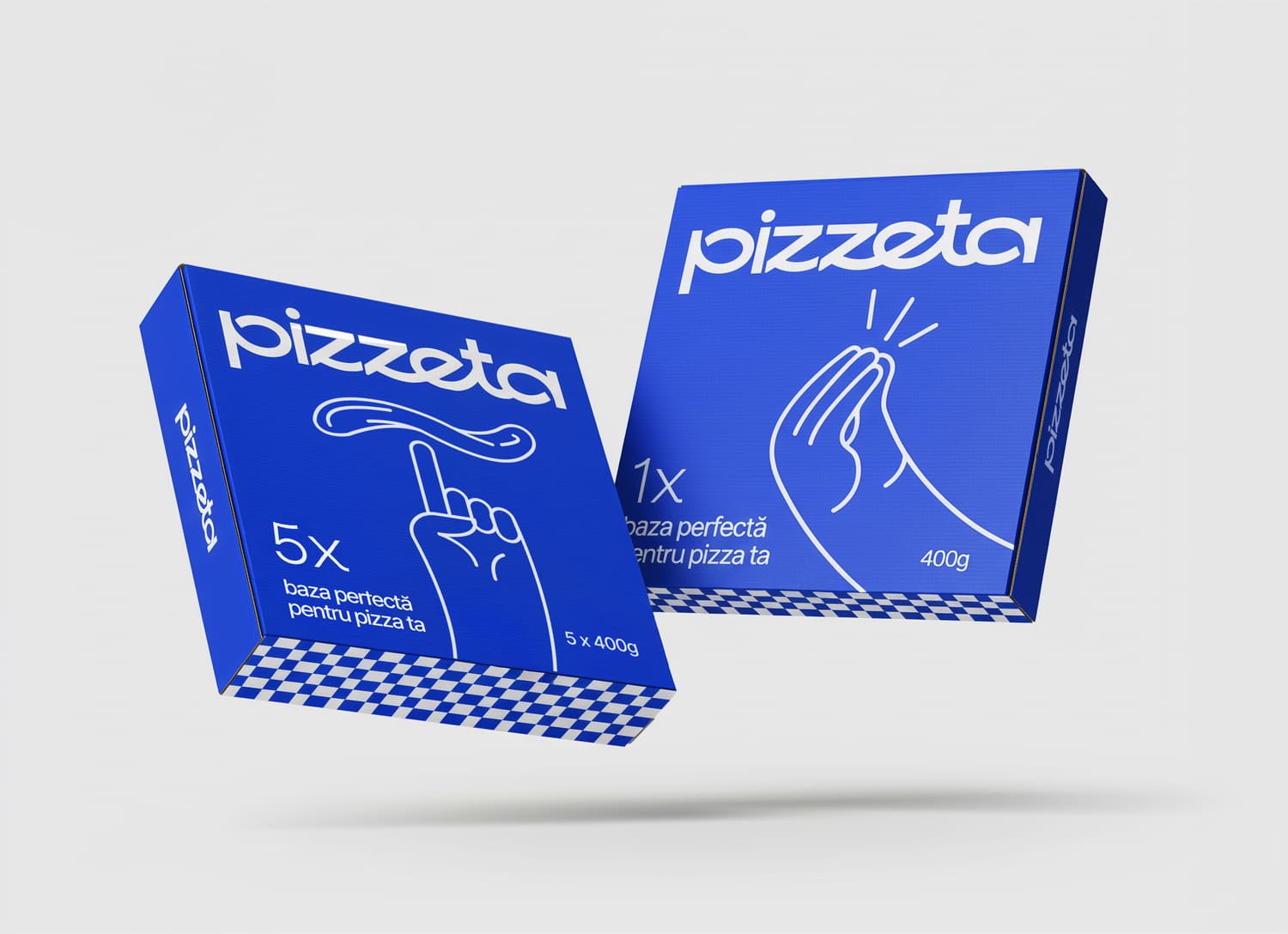 A Pizzeta blue packaging boxes