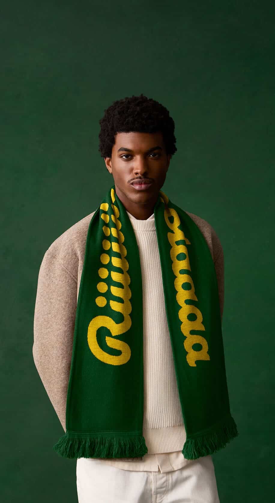 Ricola scarf on man