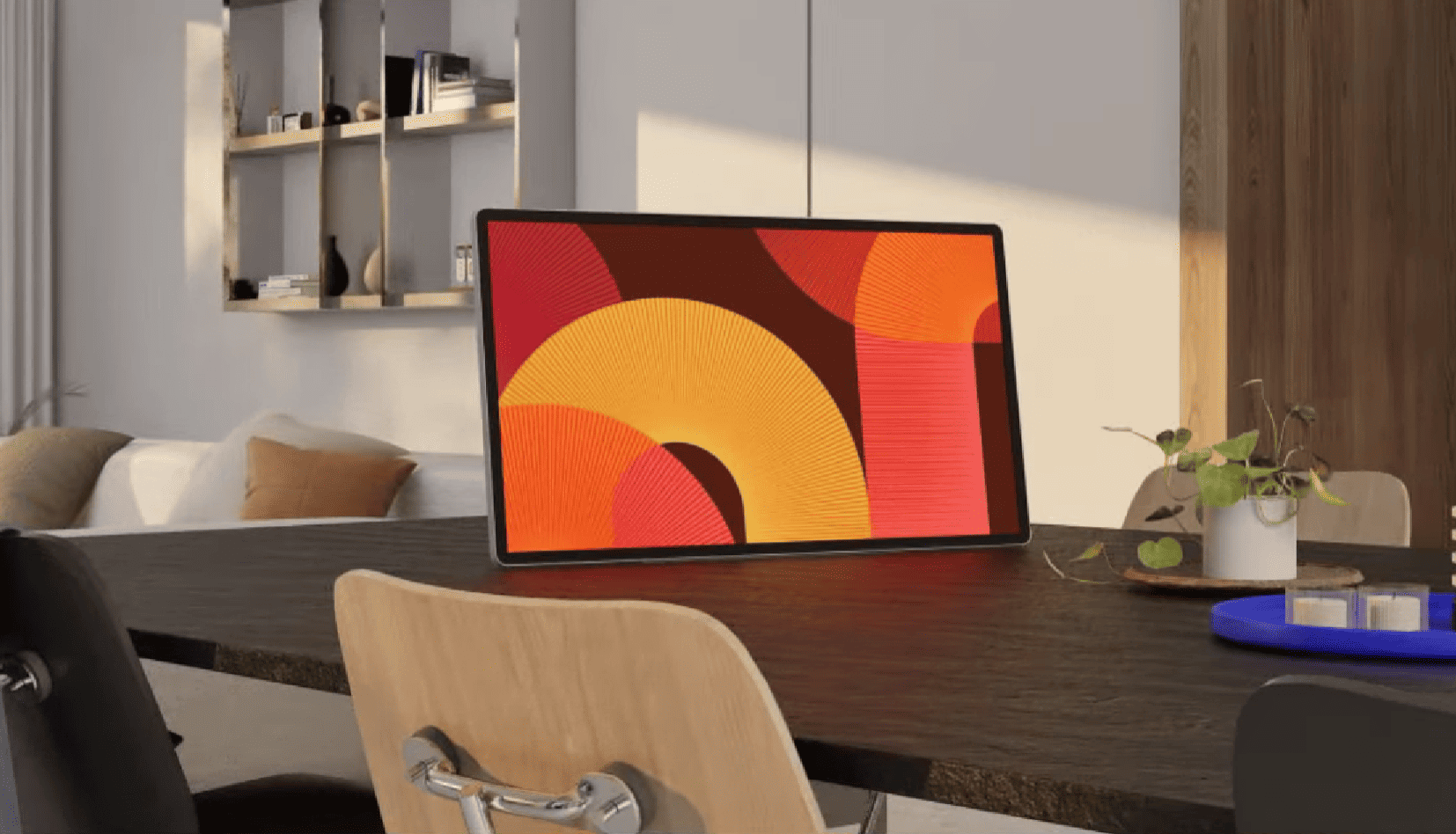 A portable display on the table