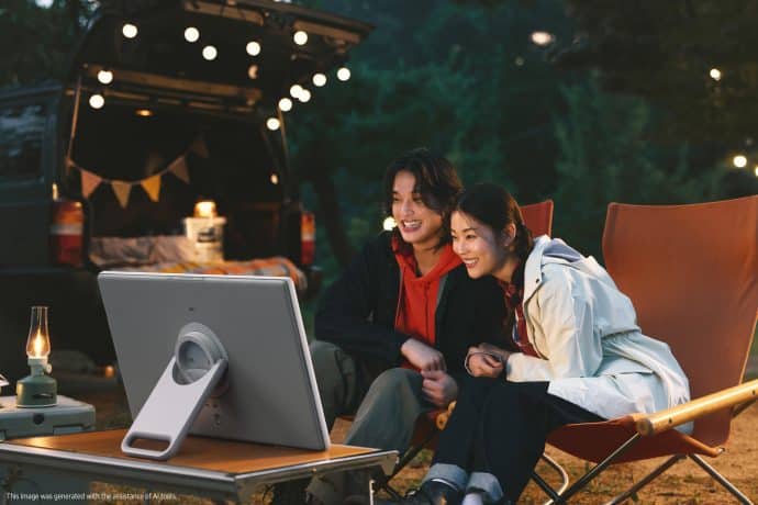 People watching a portable display