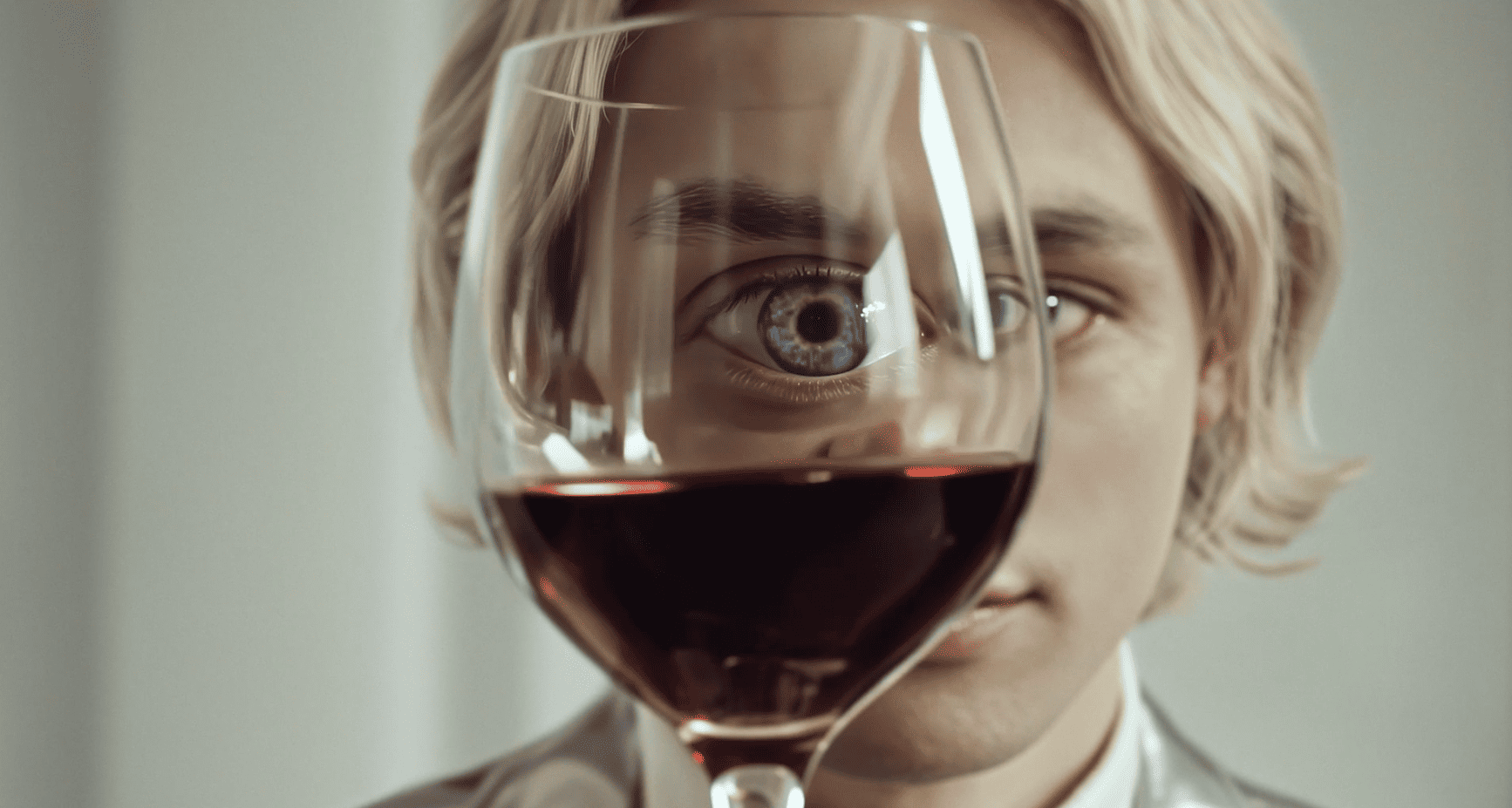 looking to the wine glass