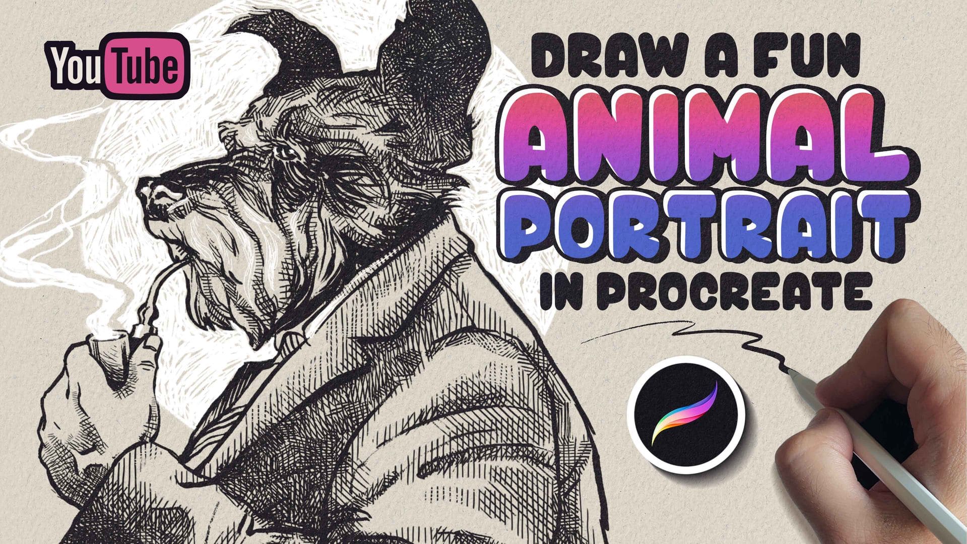 Draw a fun animal portrait in Procreate tutorial
