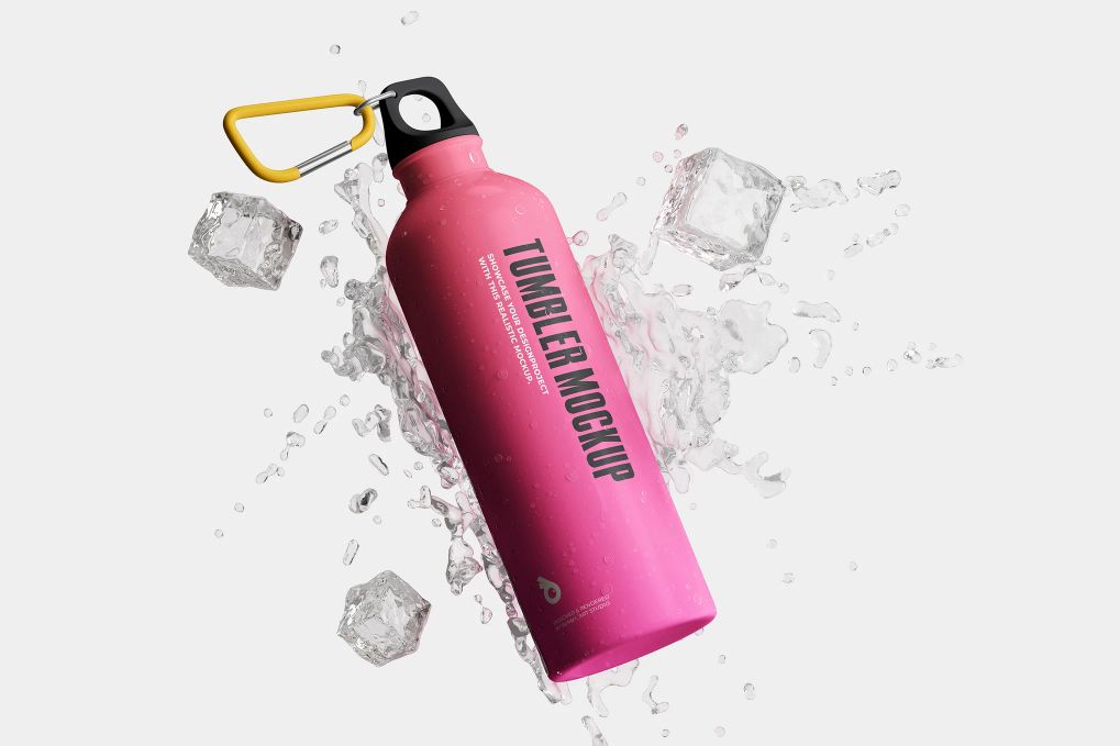 A floating tumbler mockup