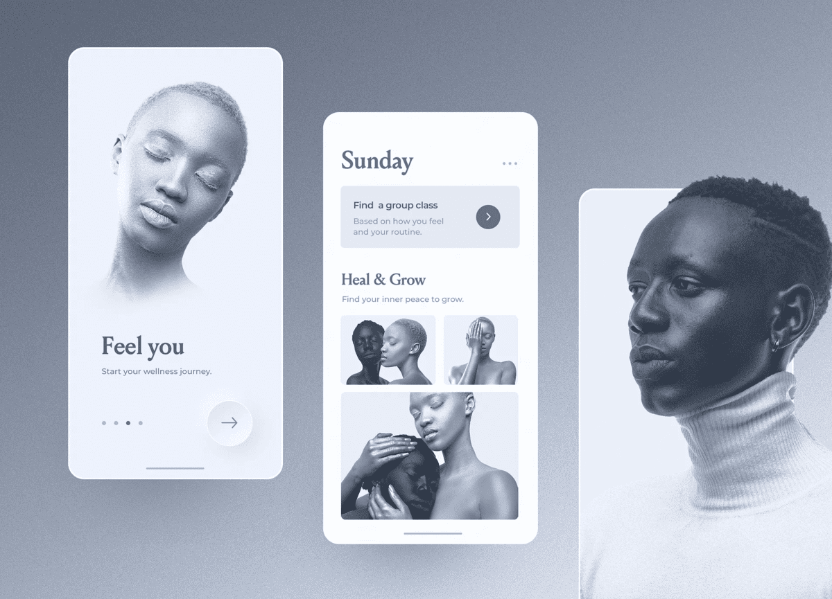 Monochrome Wellness App UI