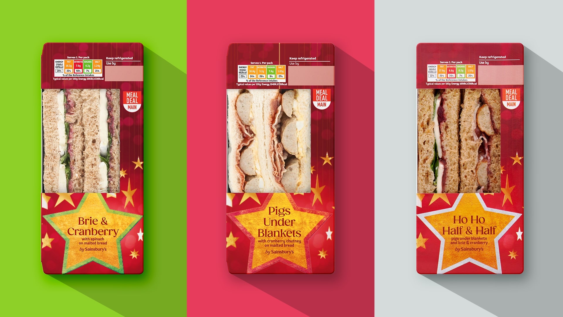 Sandwiches with Christmas packaging