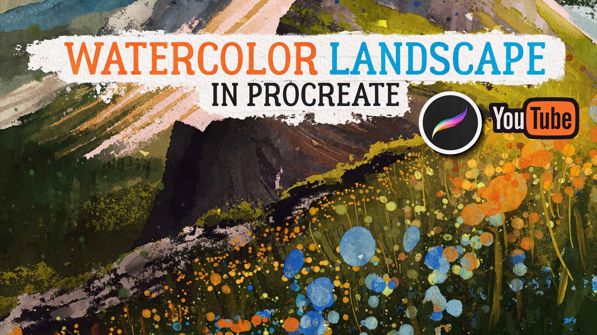 Painting a watercolor landscape in Procreate tutorial