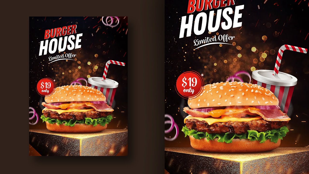 Create a burger poster design in Photoshop tutorial