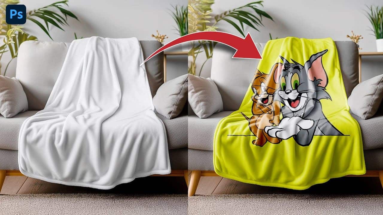 Create a realistic quilt mockup in Photoshop