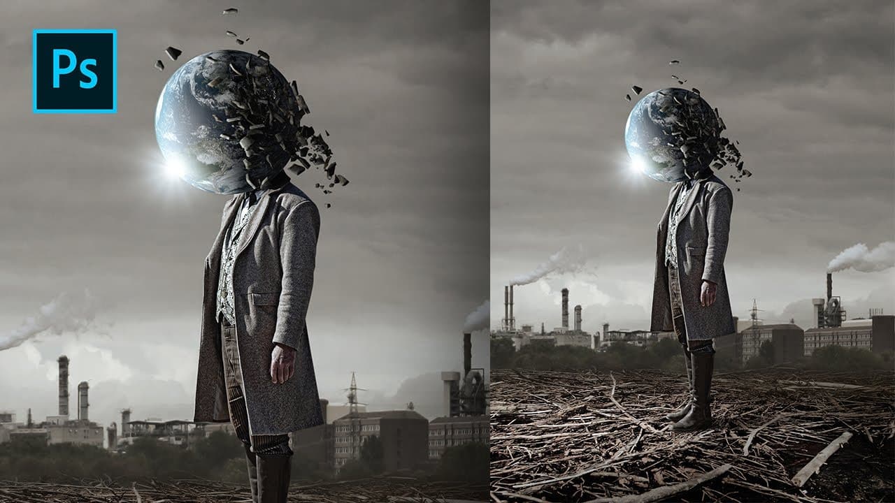 Create Destryed world Photoshop poster design tutorial