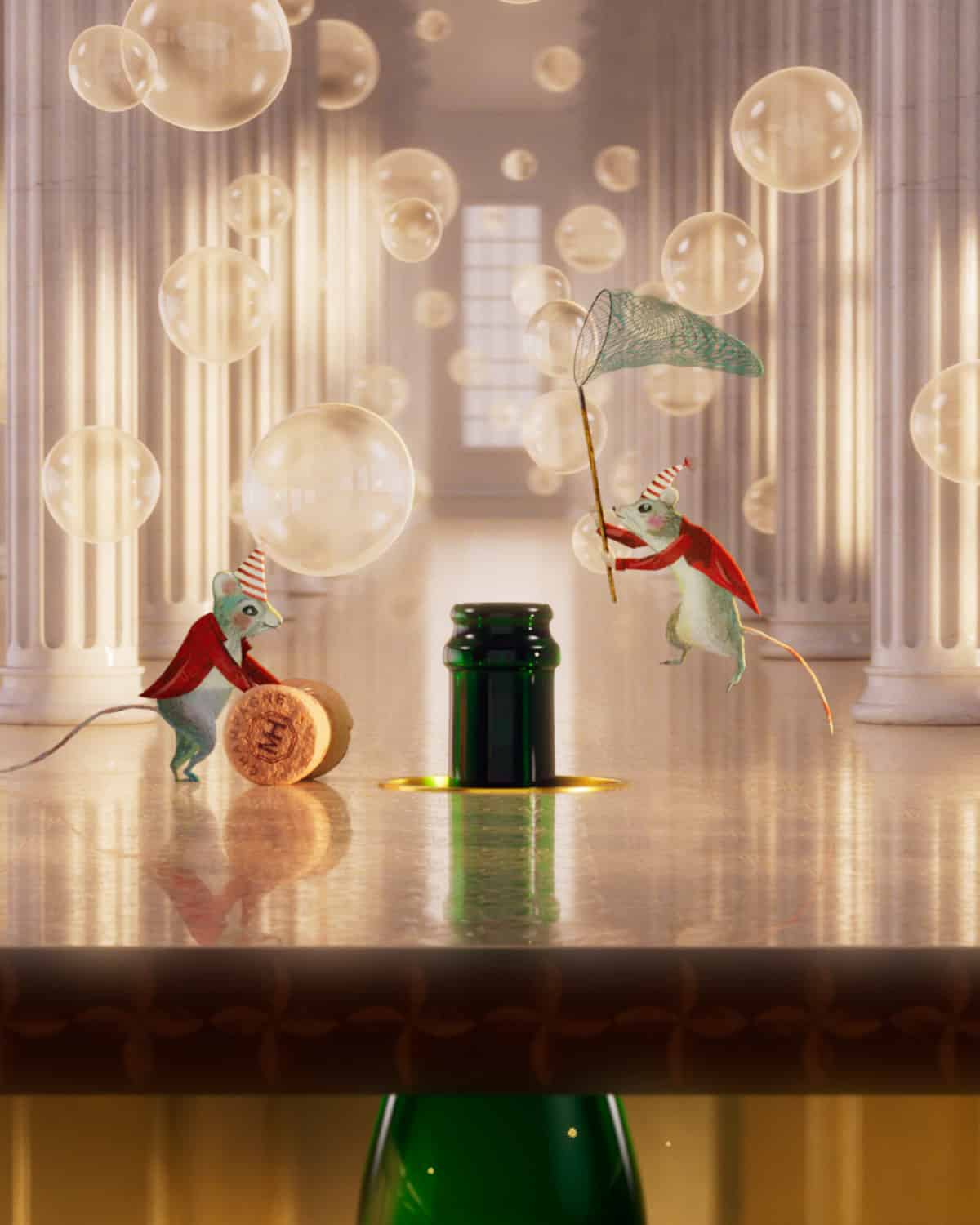 Mouses catching bubble balls