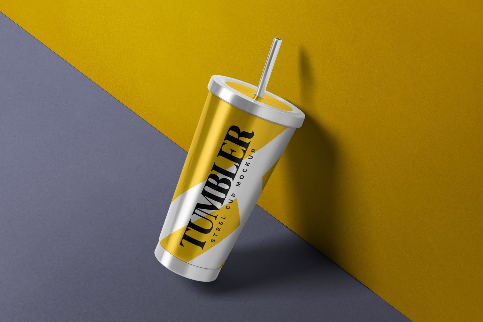 A free steel tumbler mockup