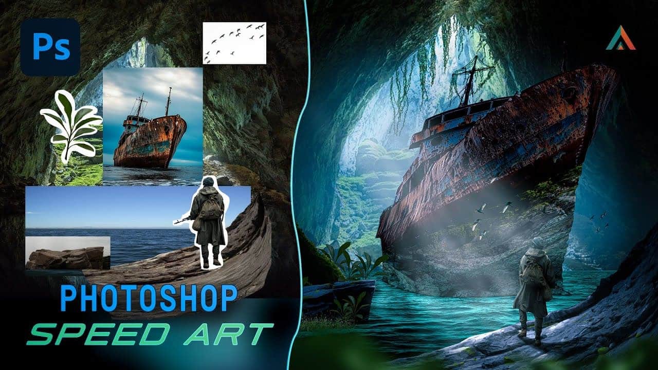 An epic pirate ship cave Photoshop manipulation tutorial