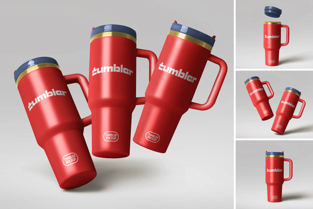 A red tumbler mockup set