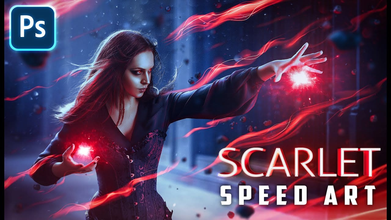 Scarlet photo manipulation speed art in Photoshop tutorial