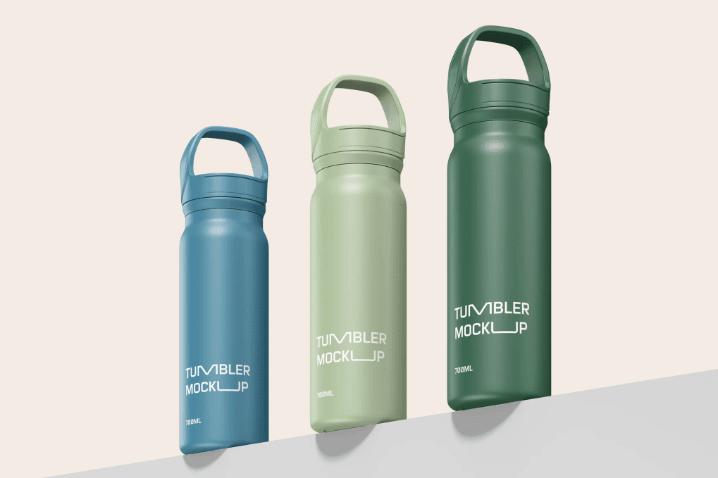 A tumbler mockup standing